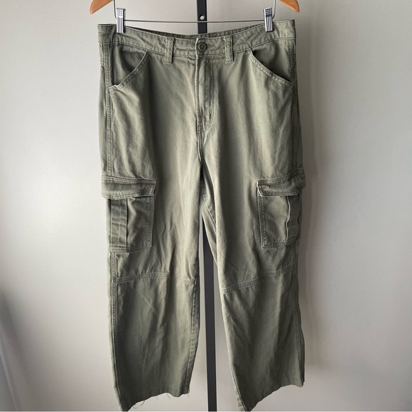 H&M Baggy Cargo Pants High Rise Green Size 10 - Picture 1 of 7